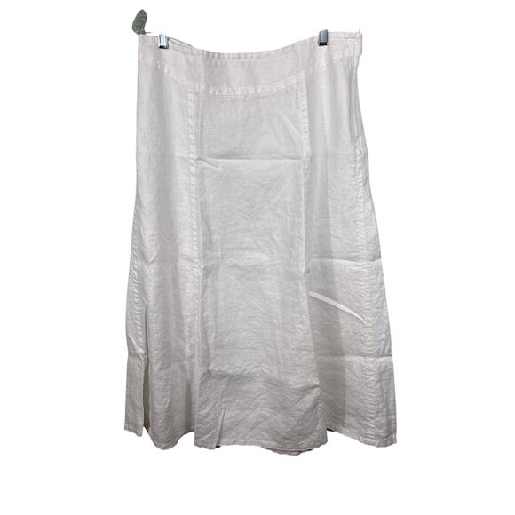 H&M Women's Size 16 Plain White Linen Side Zip Casual Summer Beach A Line Skirt - Picture 1 of 11